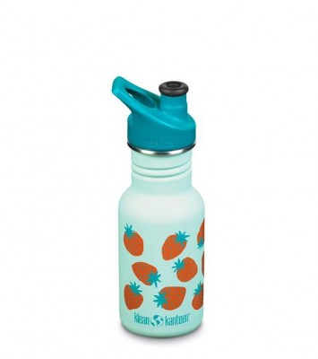 Dětská nerezová lahev Klean Kanteen Kid Classic Narrow w/Sport Cap - blue tint strawberries 355 ml