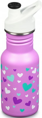 Dětská nerezová lahev Klean Kanteen Kid Classic Narrow w/Sport Cap - orchid hearts 355 ml