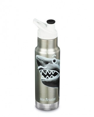 Dětská nerezová termolahev Klean Kanteen Narrow w/Kid Sport Cap - Mr. Shark 355 ml