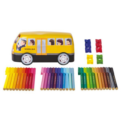 Dětské fixy Faber-Castell Connector plechový autobus