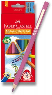 Pastelky Faber-Castell Junior Triangular - 20 barev + ořezávátko