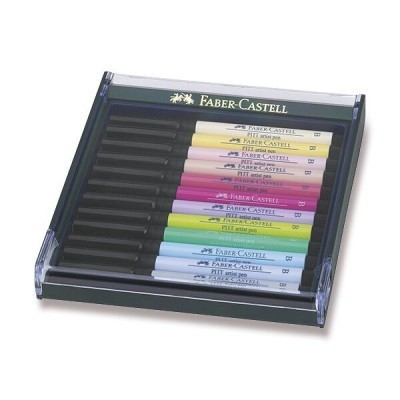 Popisovače Faber-Castell Pitt Artist Pen Brush - 12 ks