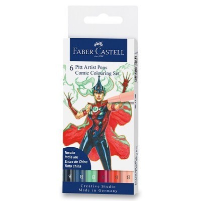 Popisovače Faber-Castell Pitt Artist Pen Comic - mix barev - 6 ks