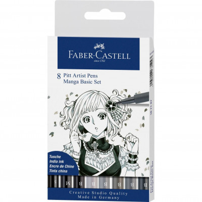 Popisovače Faber-Castell Pitt Artist Pen Manga Basic - 8 ks