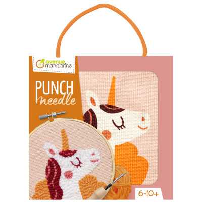 Punch needle - dětské vyšívání dutou jehlou - Jednorožec