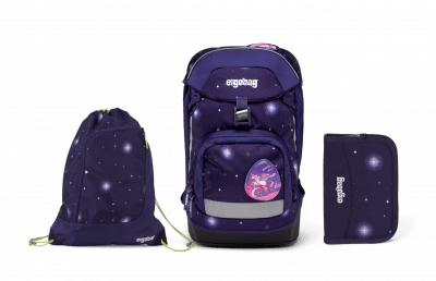 Školní set Ergobag prime Galaxy fialový 2023 - batoh + penál + sportovní pytel