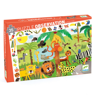 Vyhledávací puzzle s plakátem - Jungle - 35 ks