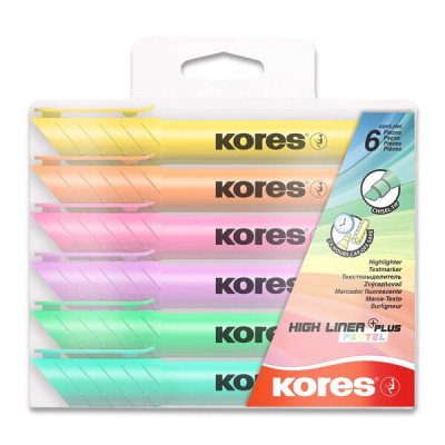 Zvýrazňovač Kores High Liner Pastel - 6 barev