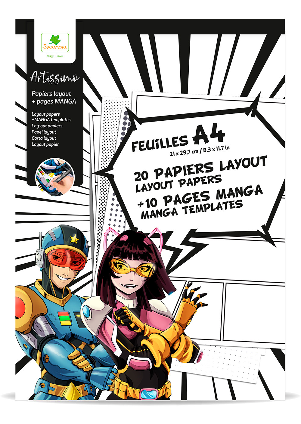Artissimo - layout papíry A4 + textury - Manga
