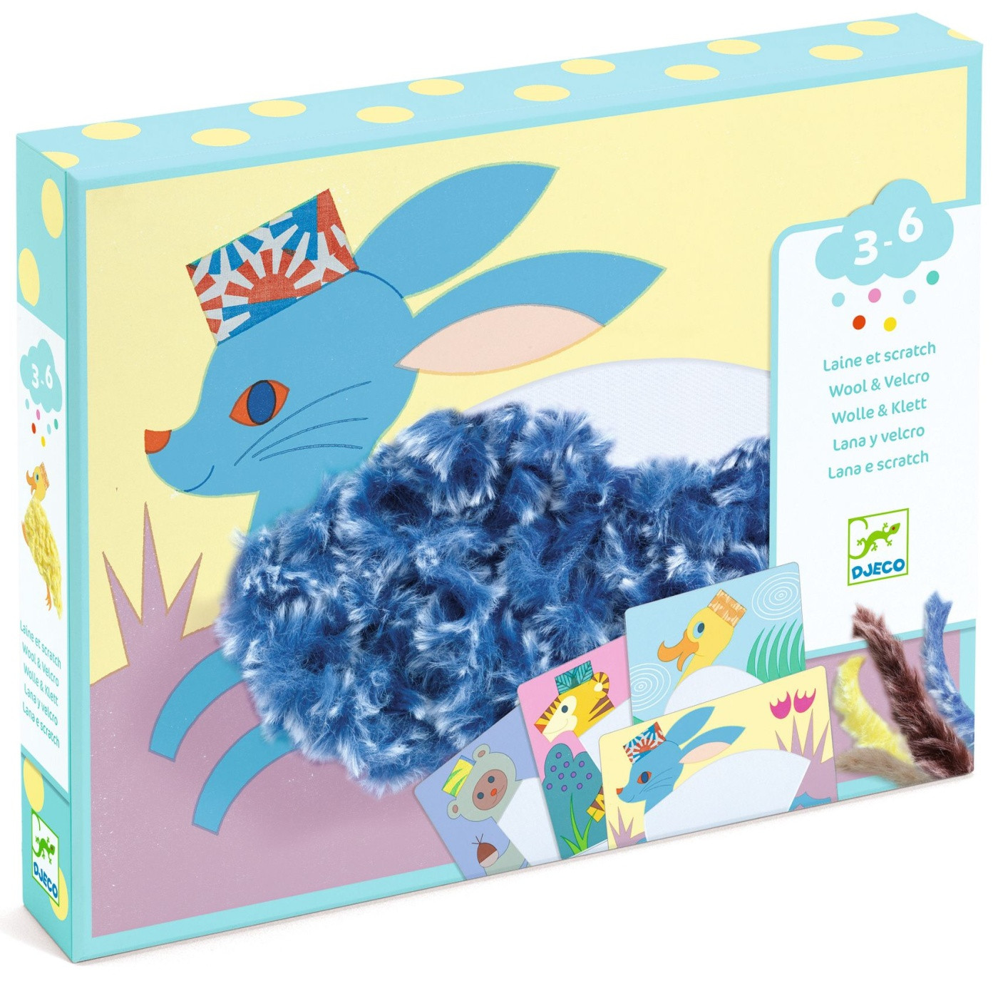 Kreativní hra - vlna a suchý zip - zvířátka s klobouky