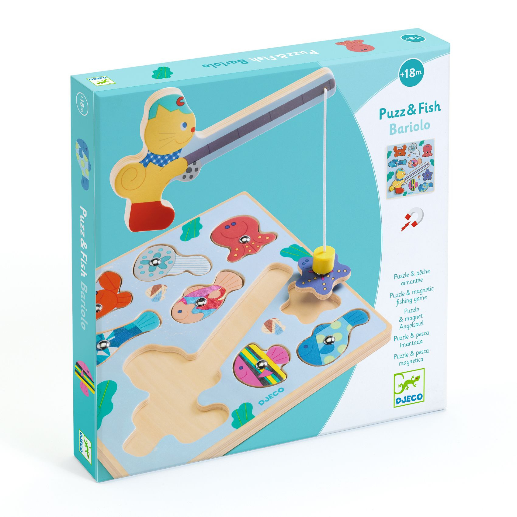 Puzz & Fish – dřevěná vkládačka a rybářská hra v jednom - Bariolo