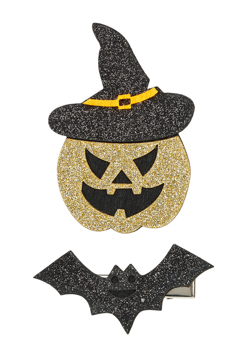 Souza! - Sponky do vlasů Willa – halloweenská dýně a netopýr – 2 ks