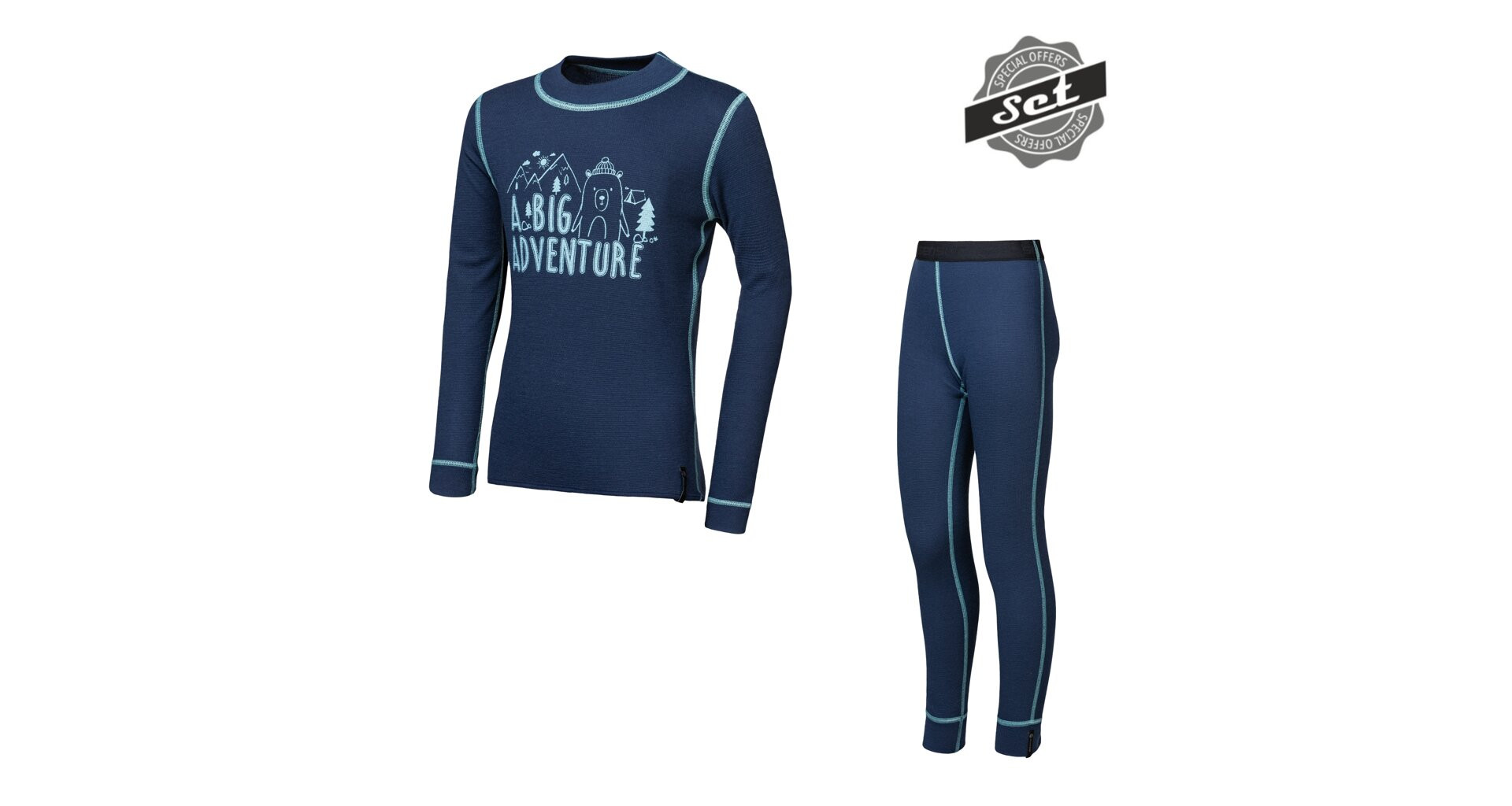 SENSOR DOUBLE FACE SET ADVENTURE dětský triko dl.rukáv + spodky deep blue -130