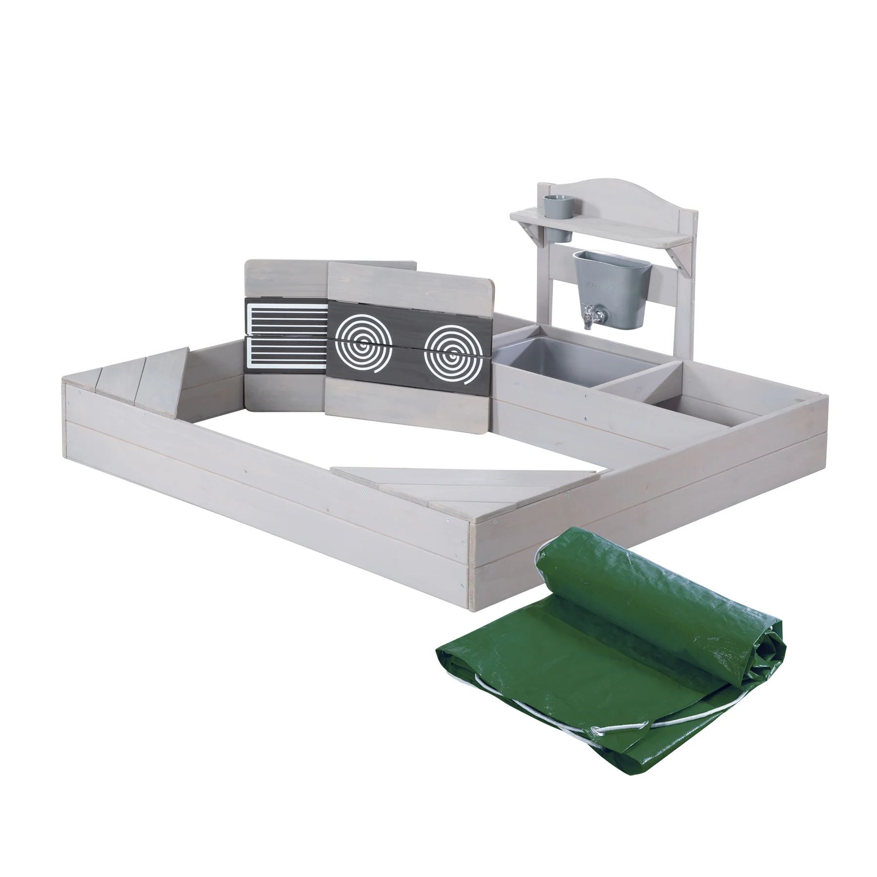 ROBA - pískoviště s kuchyňkou včetně krytu – šedé