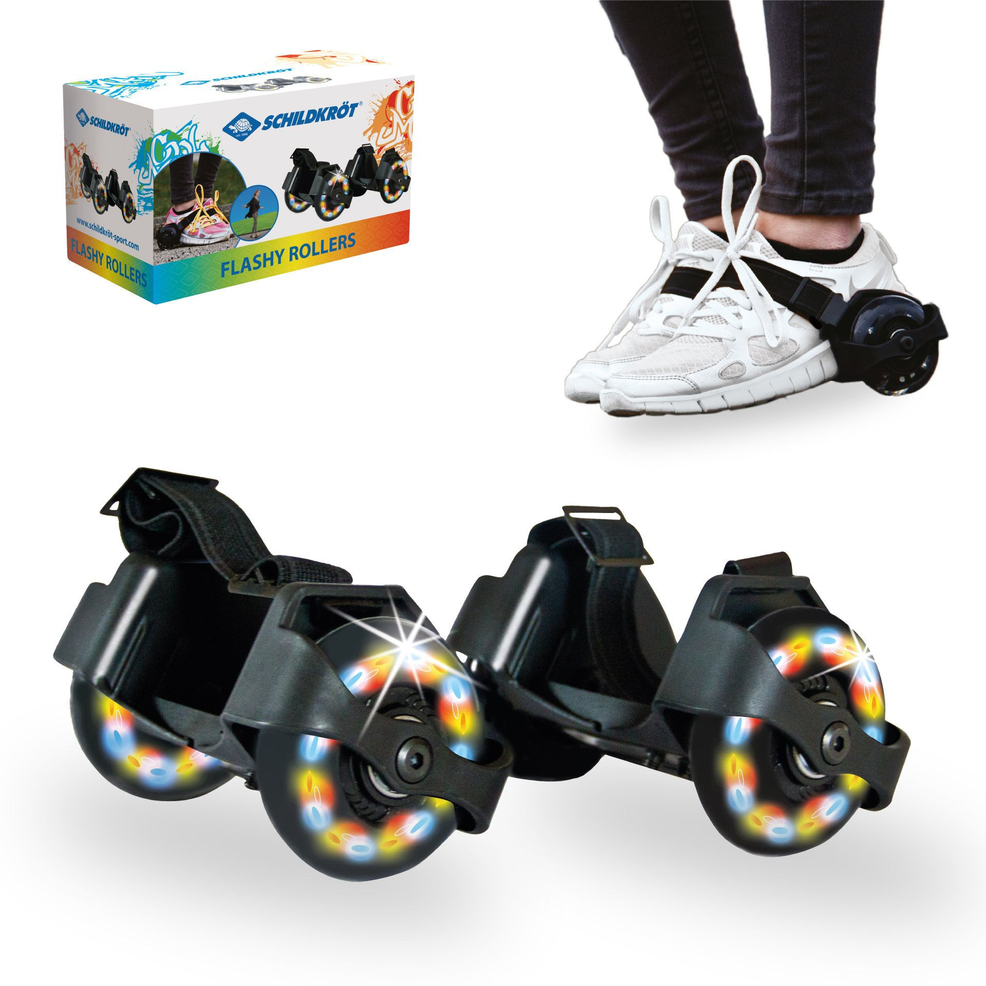 Schildkröt - 1 pár koleček na boty s LED světlem – Flashy Rollers