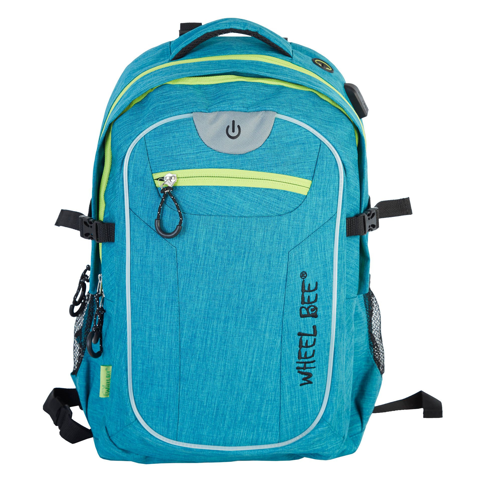 Wheel-Bee - školní a volnočasový batoh s LED osvětlením – Revolution - tyrkysový