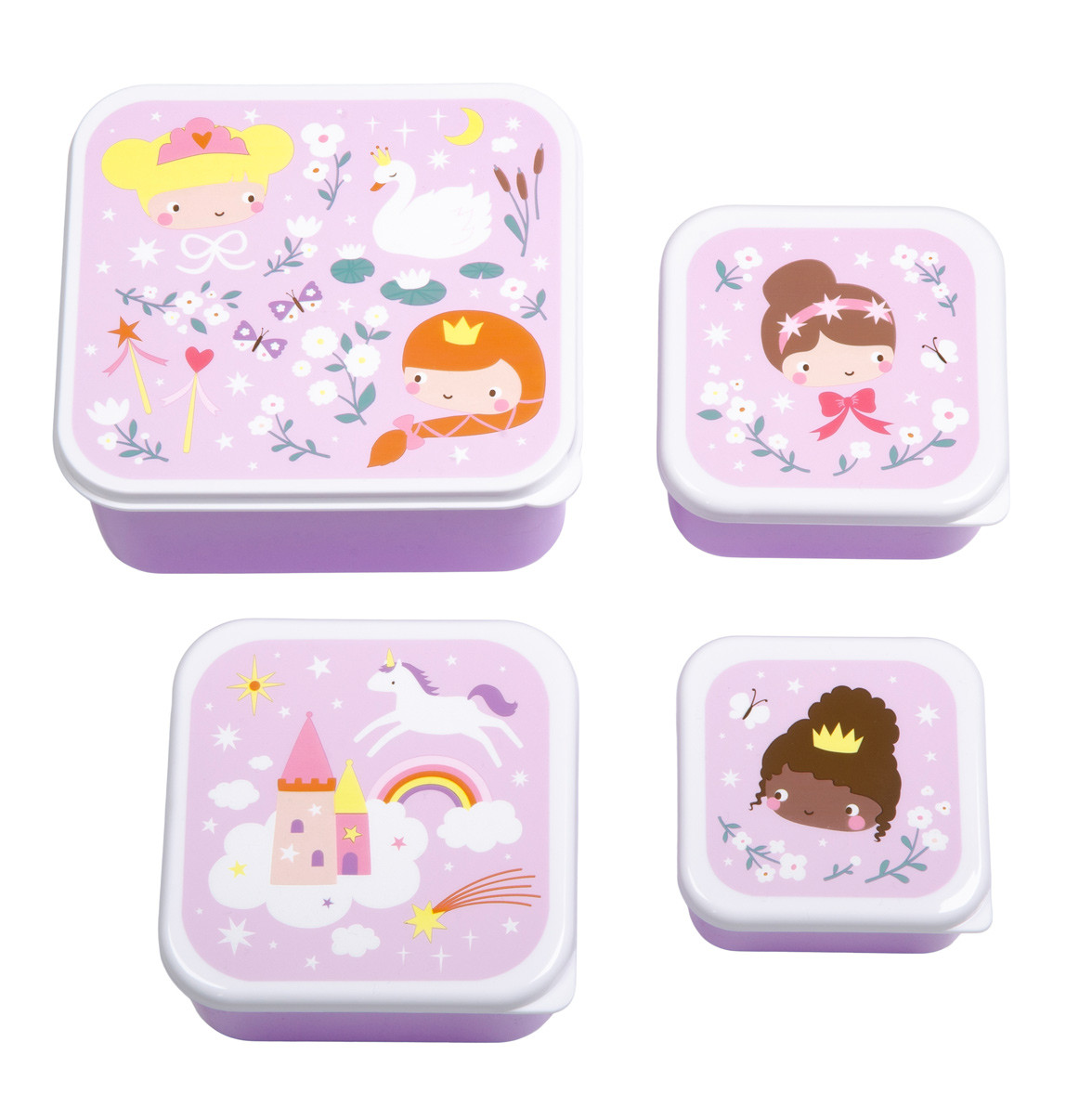 A Little Lovely Company - sada čtyř svačinových krabiček – princezny