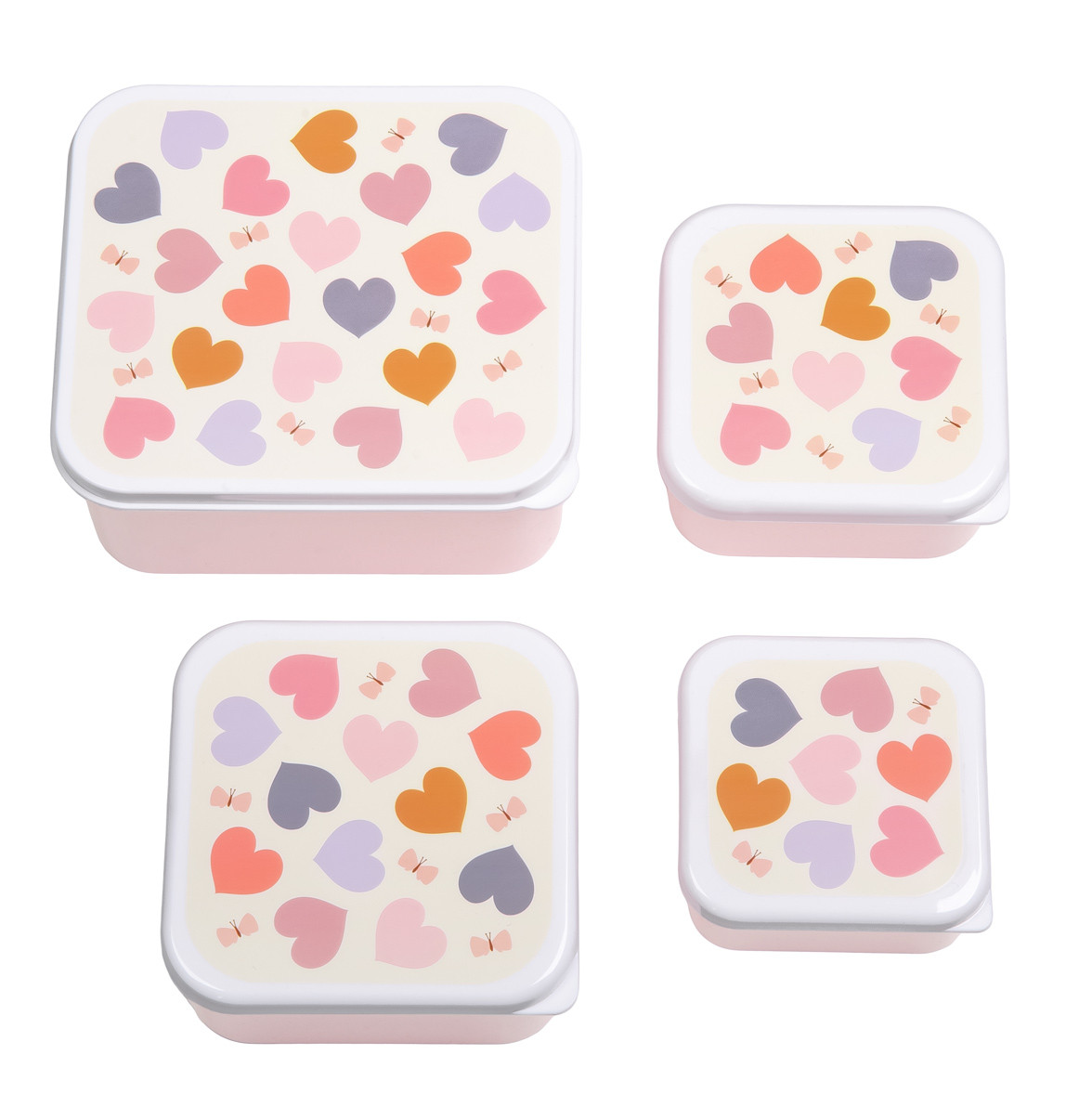 A Little Lovely Company - sada čtyř svačinových krabiček – srdce