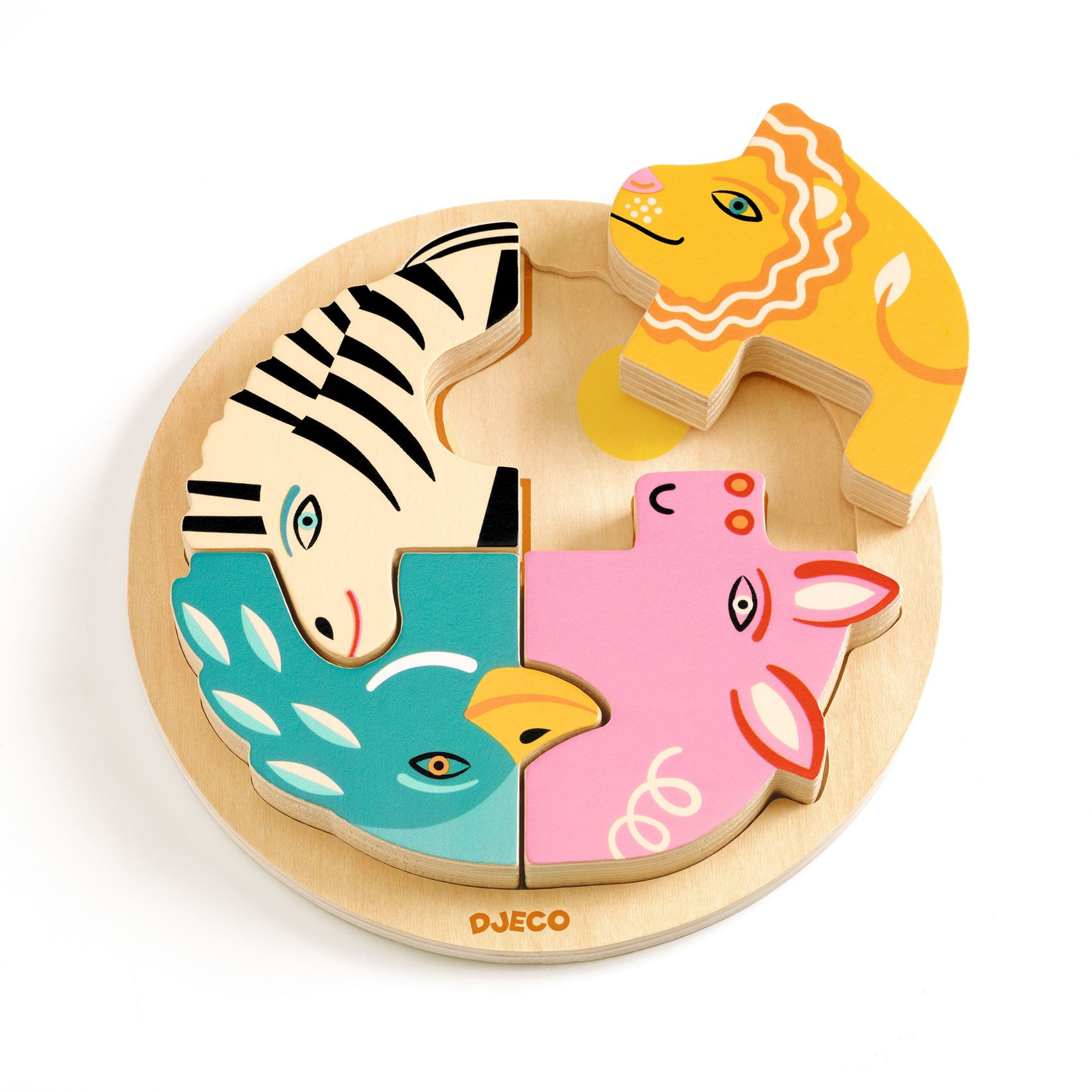 Dřevěná kulatá vkládačka - lev