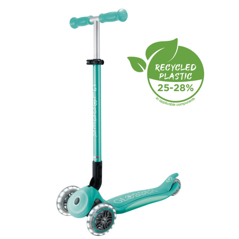 Globber dětská skládací koloběžka Elite Lights Dark Mint