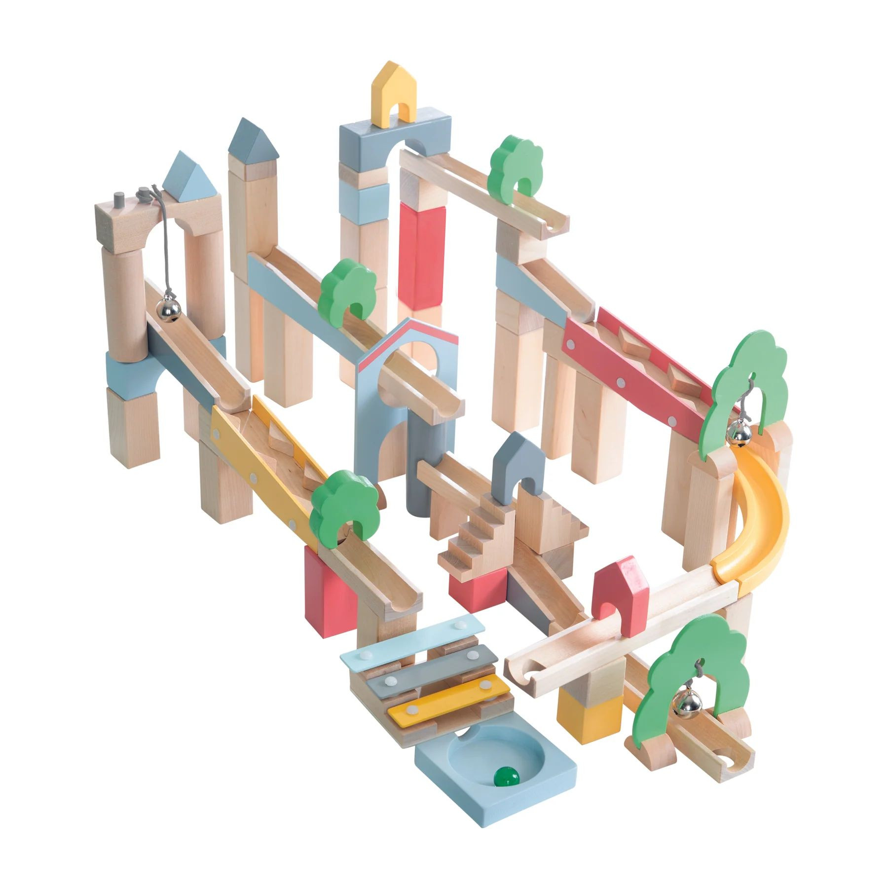 ROBA - dřevěná kuličková dráha – 80 ks