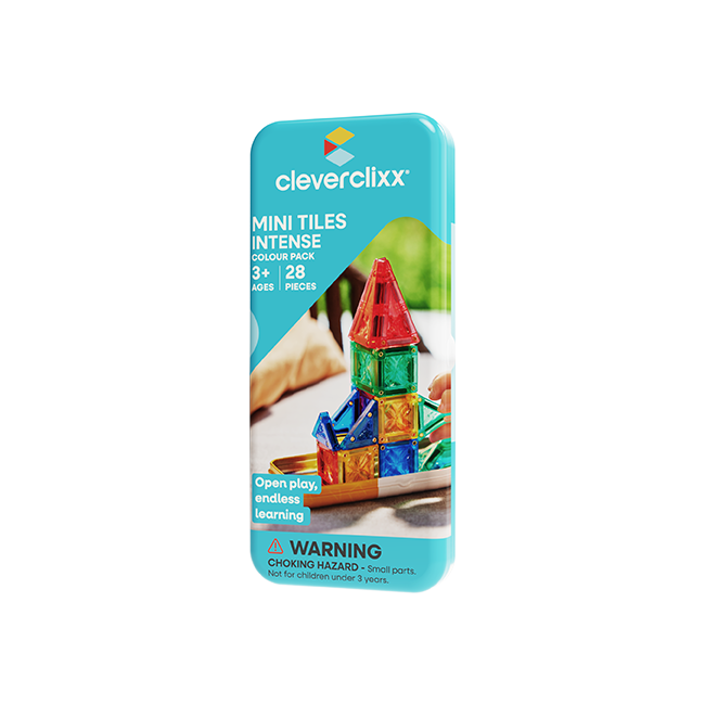 Cleverclixx – Magnetická stavebnice Mini Tiles Pack Intense – 28 ks