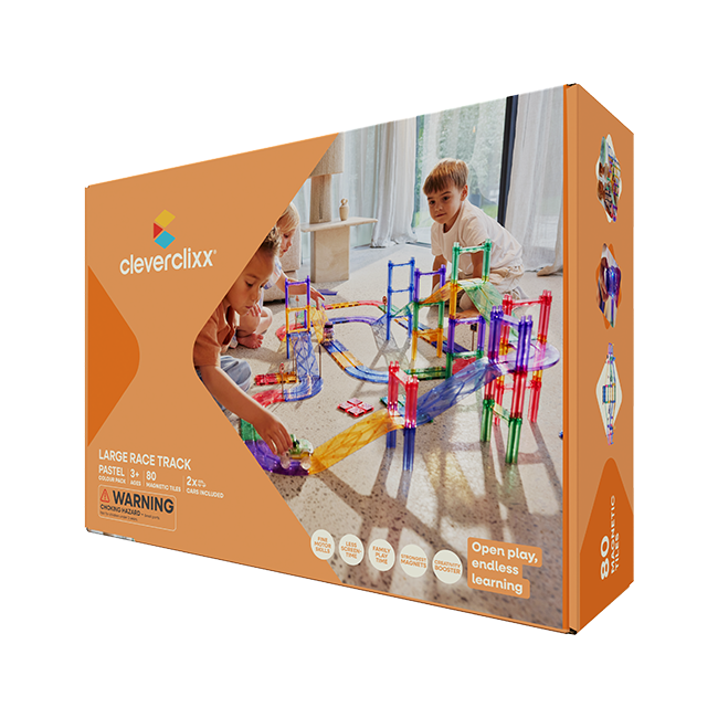 Cleverclixx – Magnetická závodní dráha Pastel – 80 ks