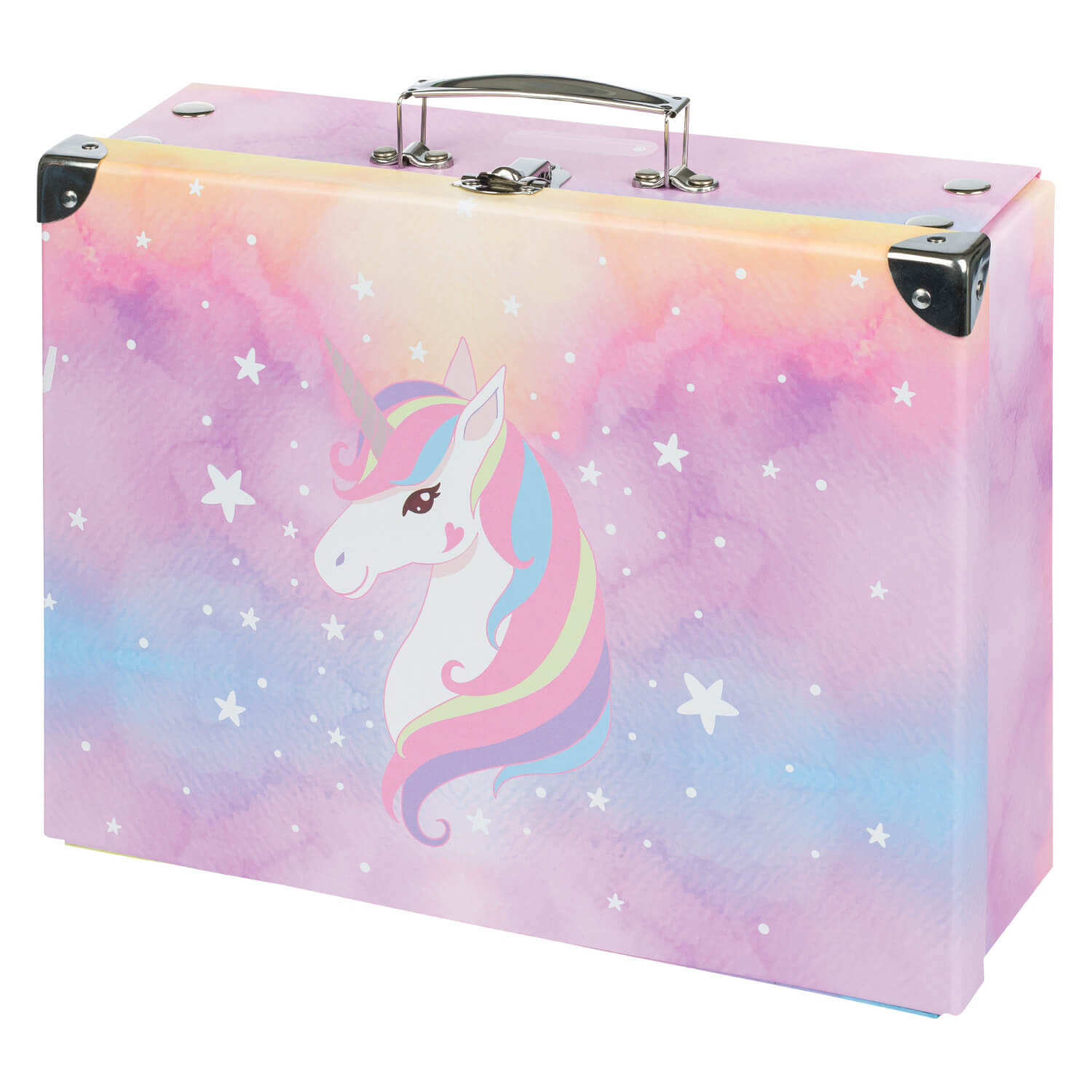 Skládací školní kufřík s kováním BAAGL Rainbow Unicorn